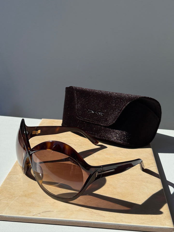 Tom Ford Carine FT0902 Havana Brown Mask Sunglasses
