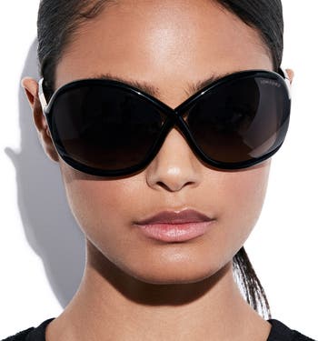 Tom Ford Whitney FT0009 polarized sunglasses, oversized black frames on face
