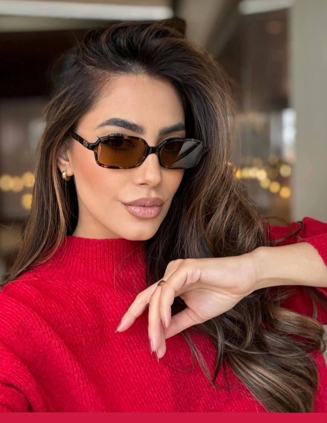 Miu Miu MU11ZSF Havana Brown Rectangular Sunglasses