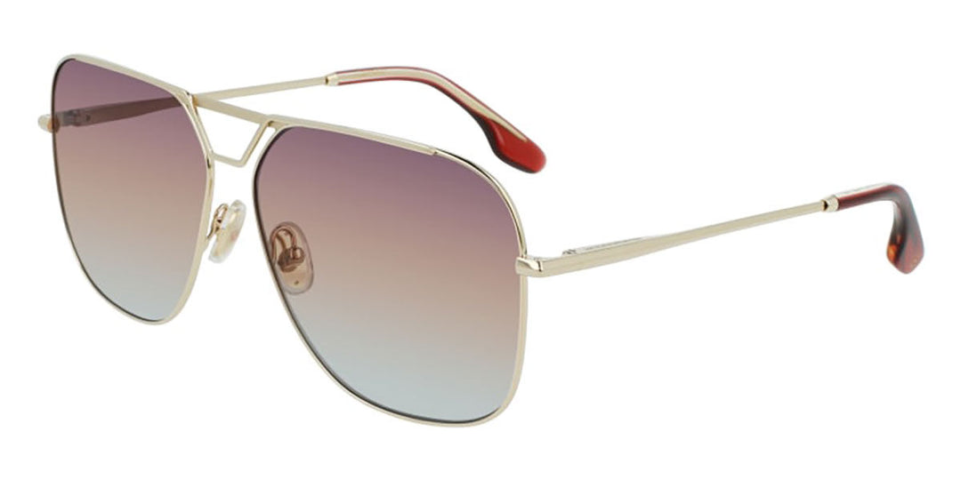 Gold aviator sunglasses with pink gradient lenses and thin metal temples