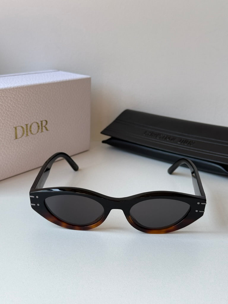 Dior Signature B5I Cat Eye Sunglasses in Black Brown