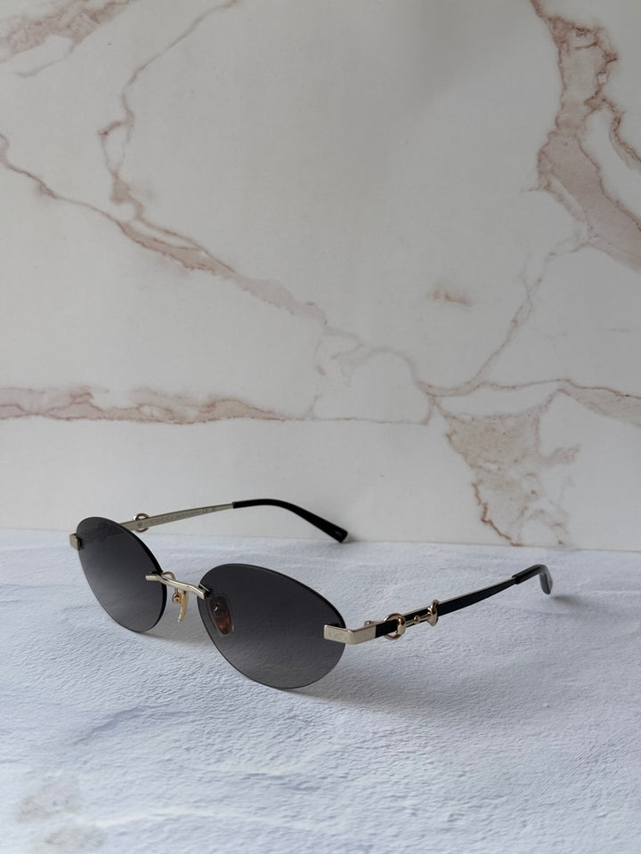 Gucci GG2051S Gold Grey Horsebit Oval Sunglasses