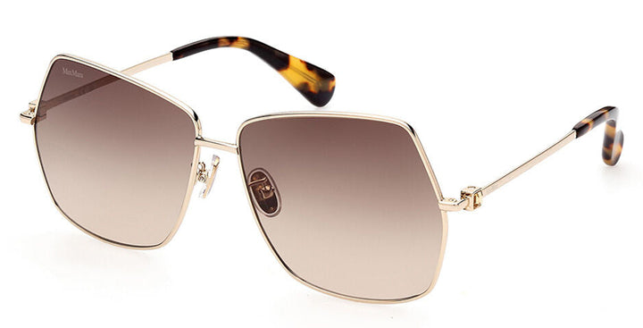 Gold metal sunglasses with brown tinted lenses and tortoise patterned arms