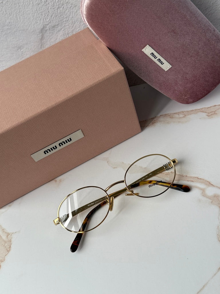 Miu Miu MU50ZV Gold Oval Eyeglasses Frames