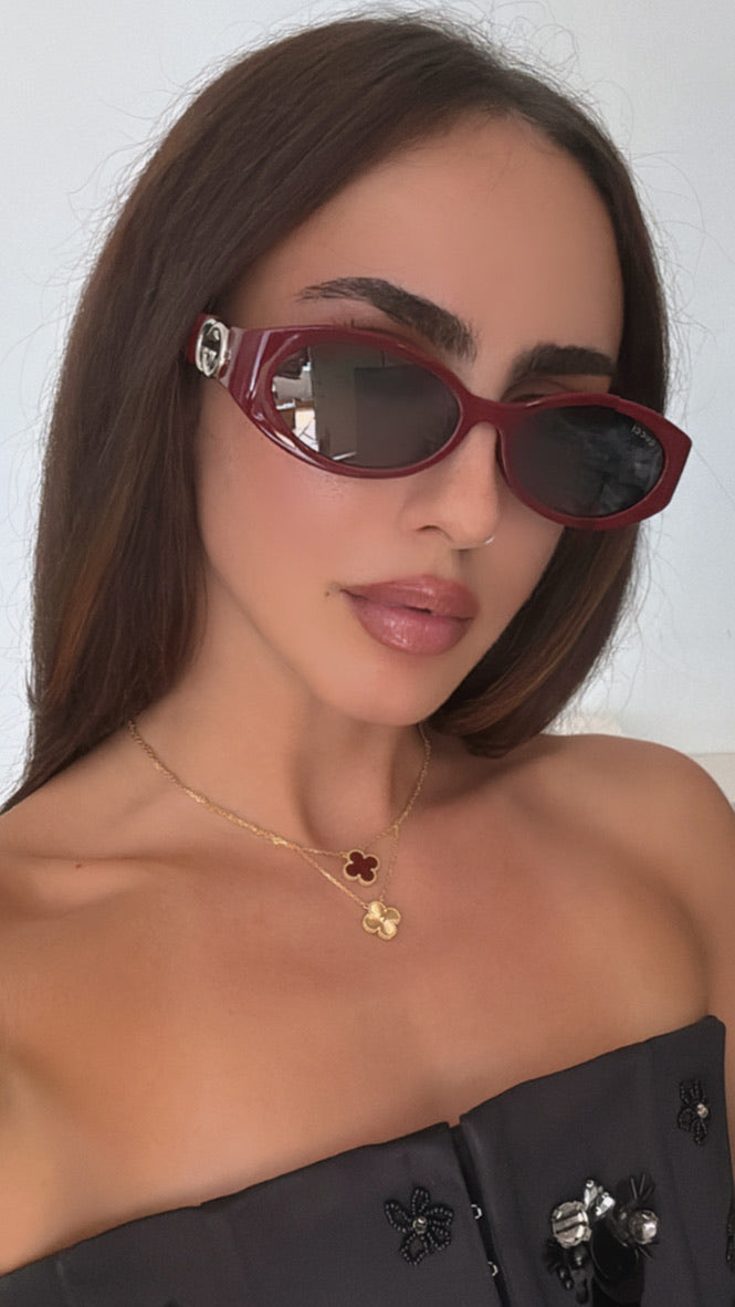 Gucci GG1662SA Oval Sunglasses in Burgundy