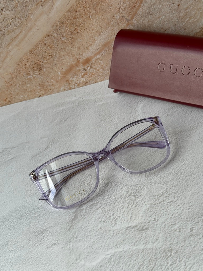 Monturas de anteojos estilo ojo de gato cuadrados desnudos Gucci GG0026O