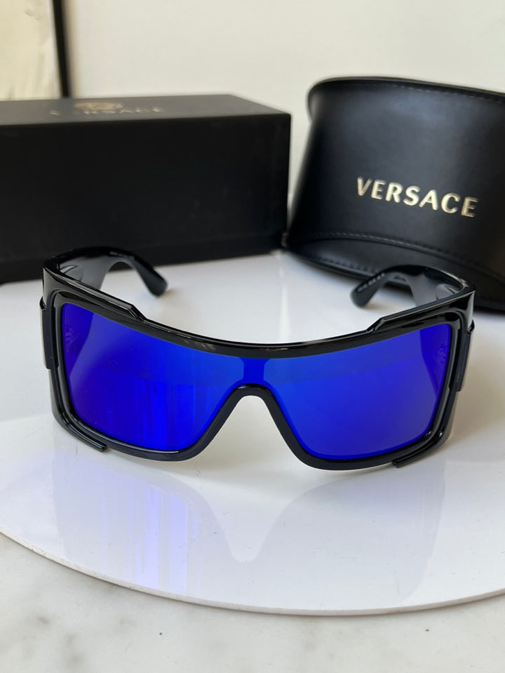 Versace Gafas de sol VE4451 Mask en espejo negro azul