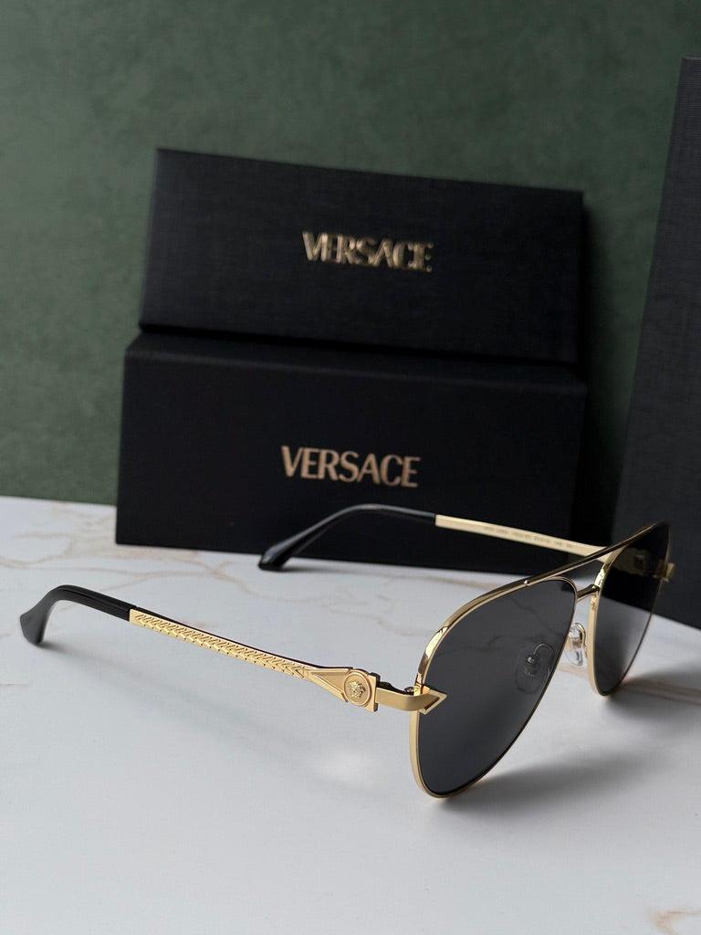 Versace VE2283 Aviator Sunglasses in Gold Grey