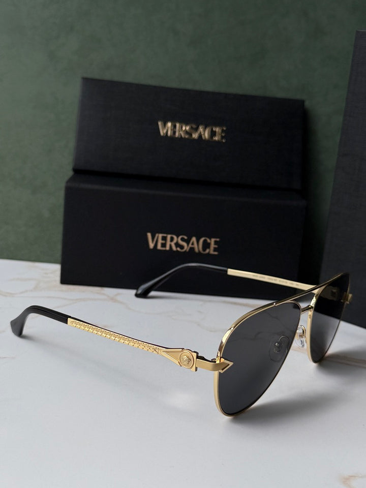 Versace VE2283 Aviator Sunglasses in Gold Grey