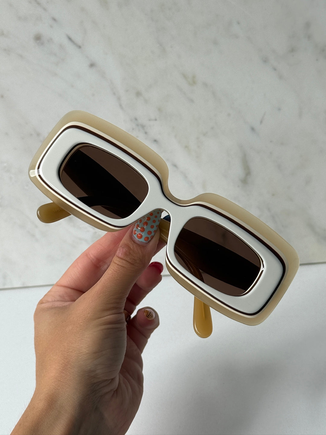 Loewe LW40139U Layered Sunglasses in Ivory Brown