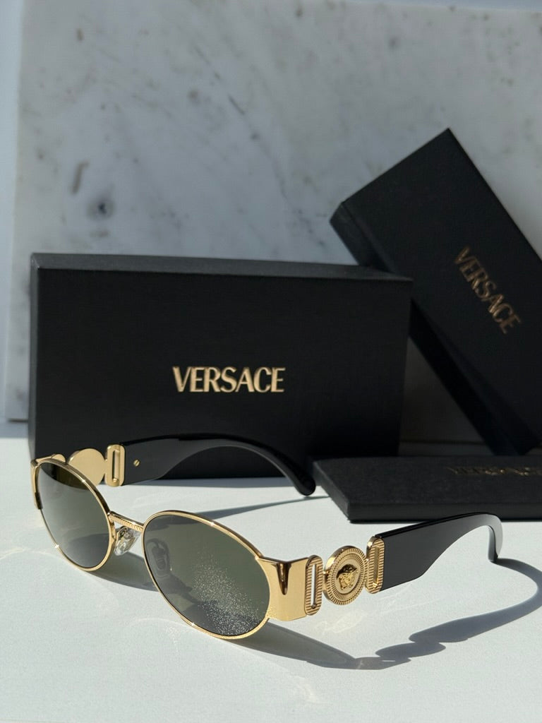 Versace VE2299 Oval Medusa Sunglasses in Gold Green