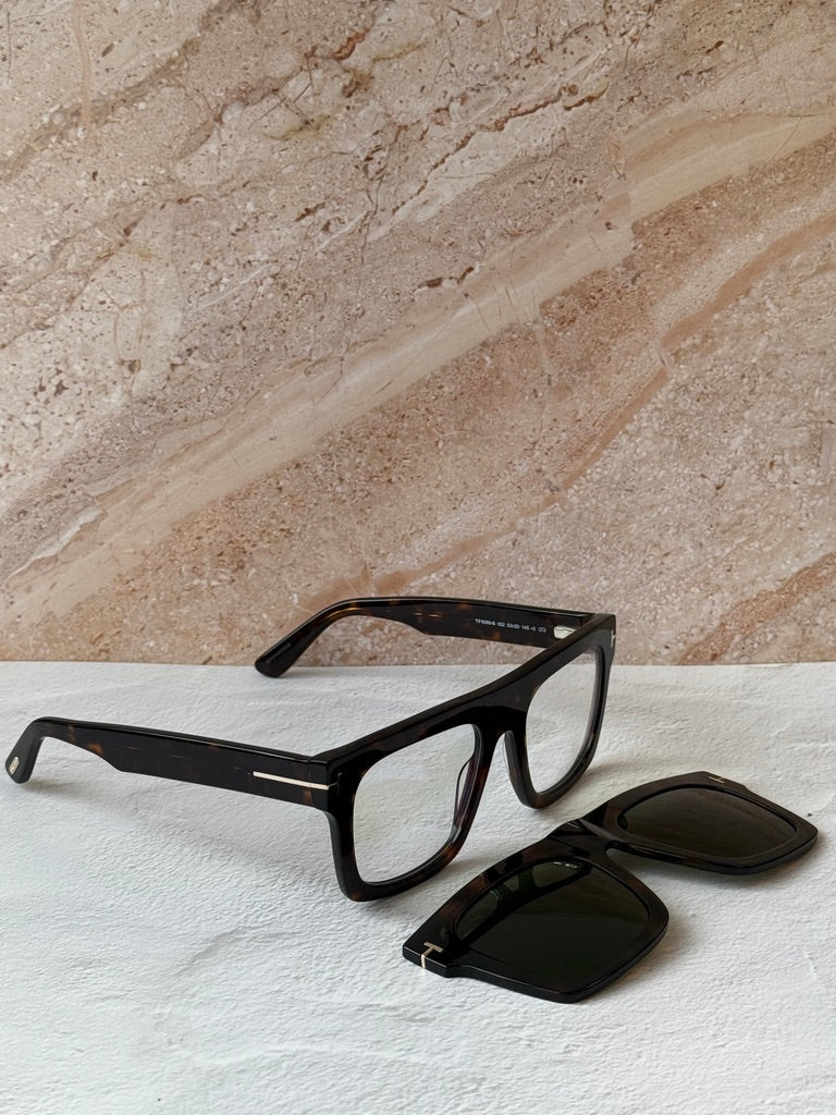 Tom Ford FT6068-B Clip On Unisex Sunglasses in Havana Brown