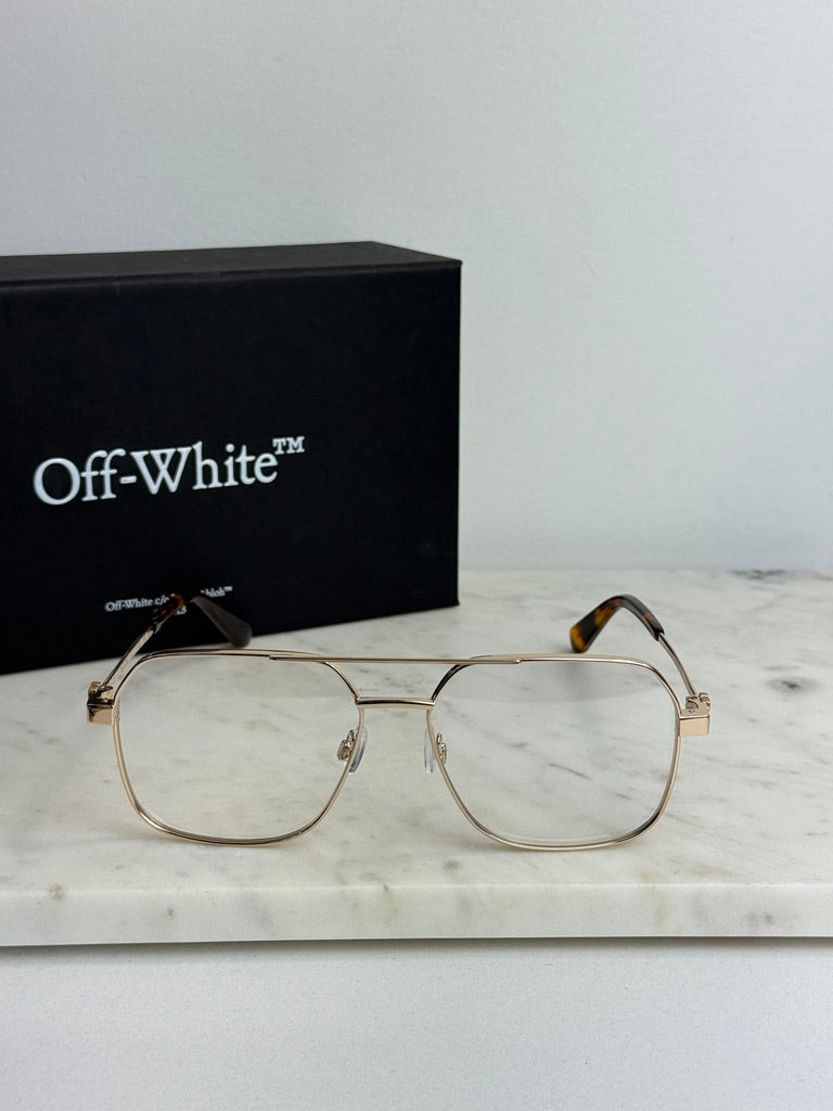 Off White Style 7J Pilot Eyeglasses Frames in Gold