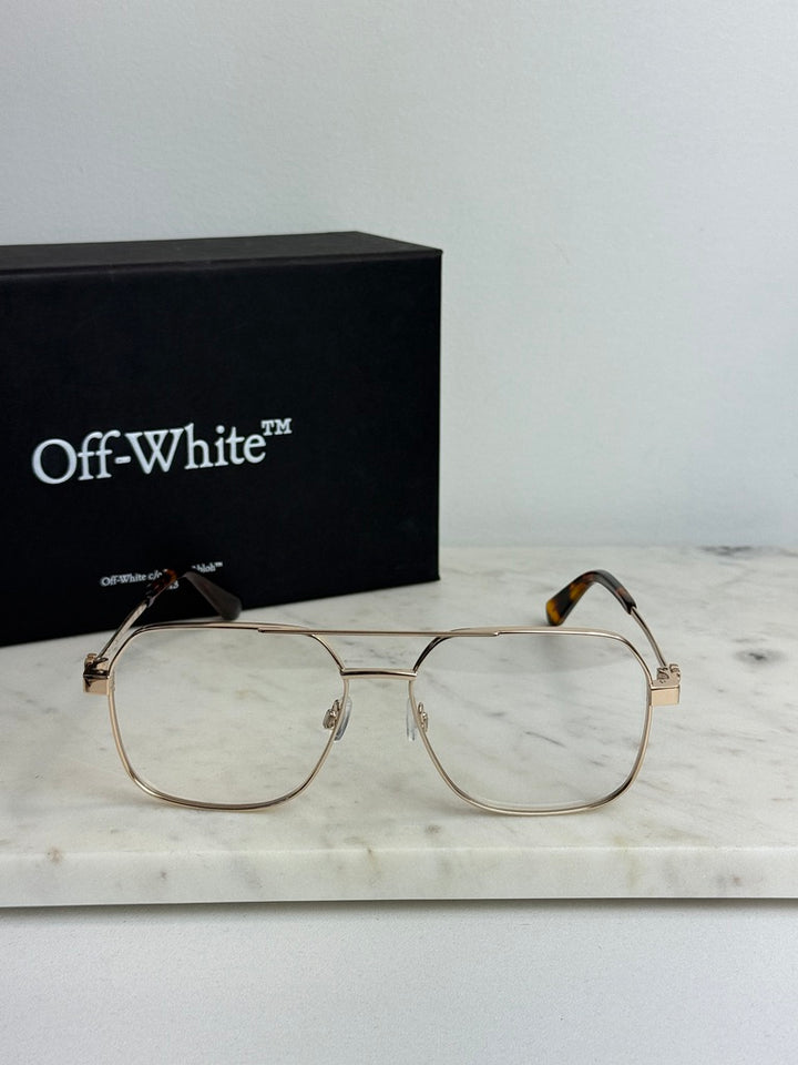 Off White Style 7J Pilot Eyeglasses Frames in Gold