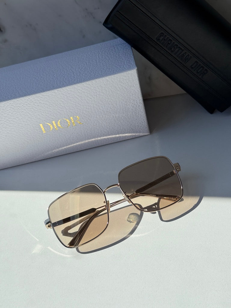 Dior Cannage S1U Square Sunglasses in Rose Gold Mirrored