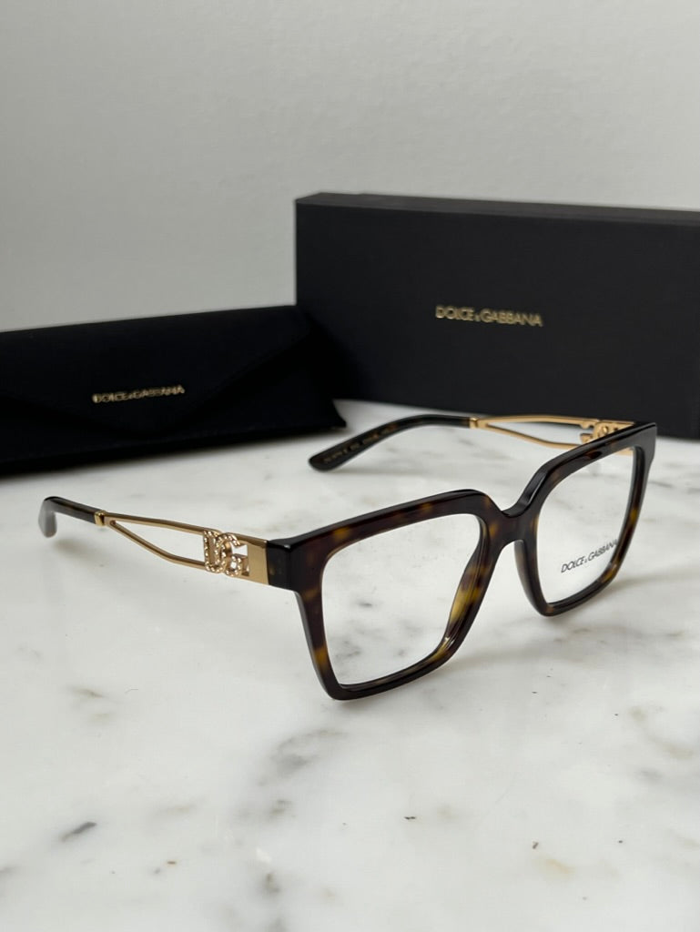 Dolce & Gabbana DG3376B Oversized Brown Strass Frames