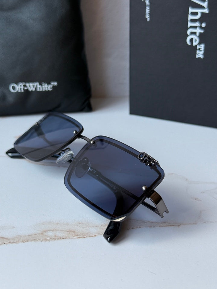 Off White Tampa Square Rimless Sunglasses in Dark Blue