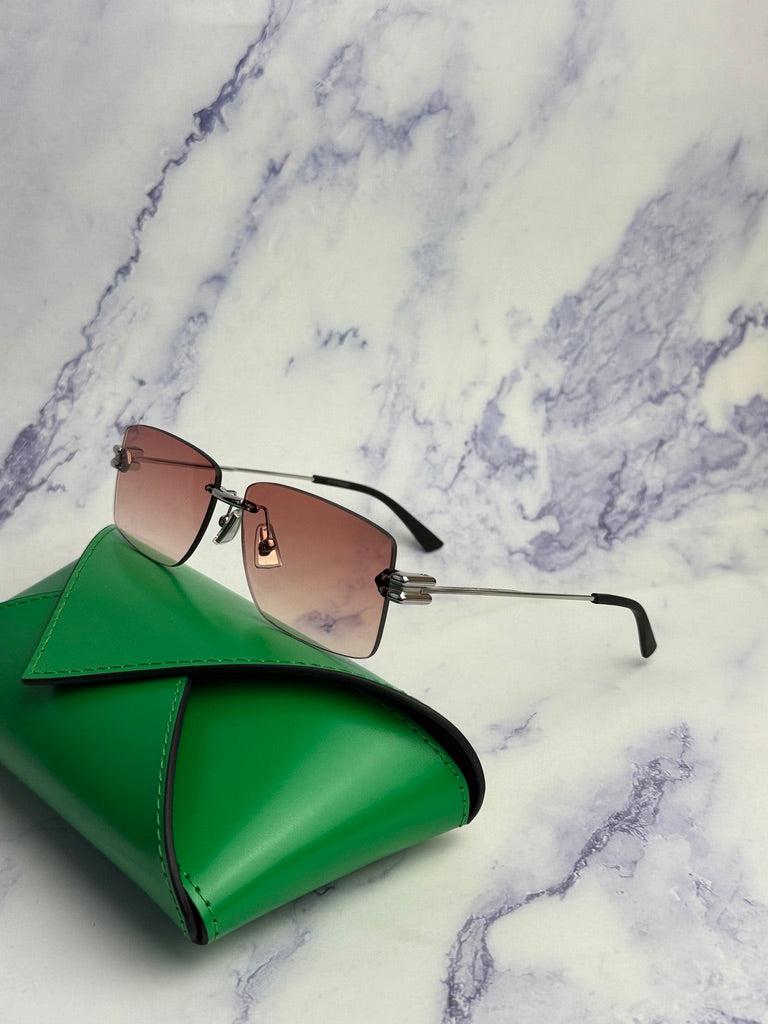 Bottega Veneta BV1126S Rimless Sunglasses in Silver Pink