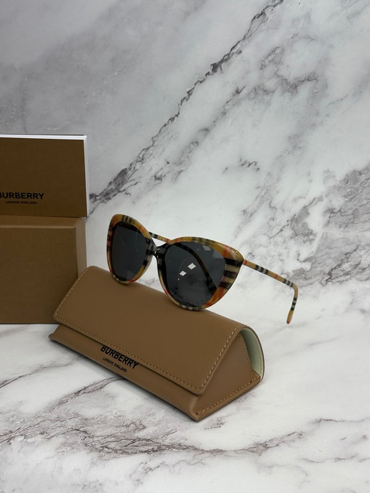 Burberry BE4407 Check Print Cat Eye Sunglasses