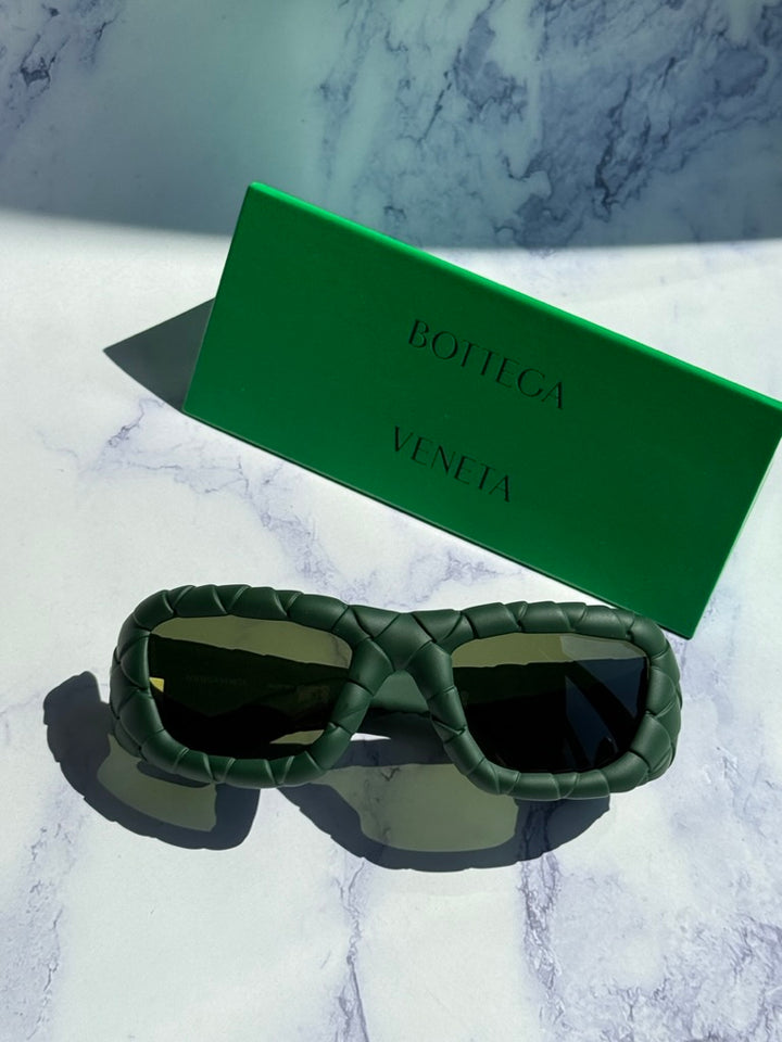 Bottega Veneta BV1303S Braided Sunglasses in Dark Green