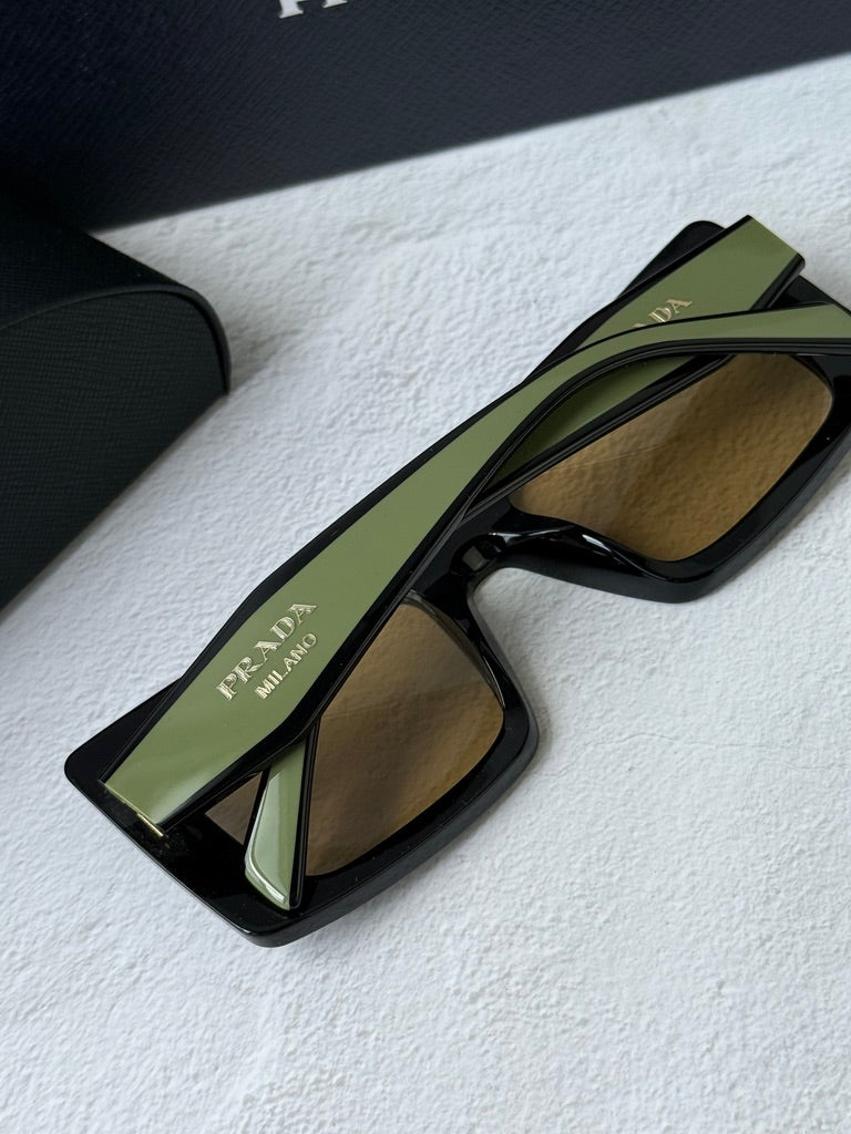 Prada PR D01S Square Sunglasses in Black Yellow