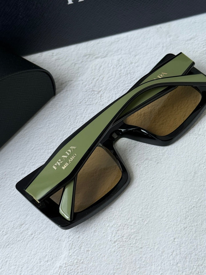 Prada PR D01S Square Sunglasses in Black Yellow