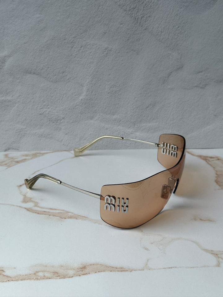 Miu Miu MU B53S Orange Mirror Rimless Mask Sunglasses