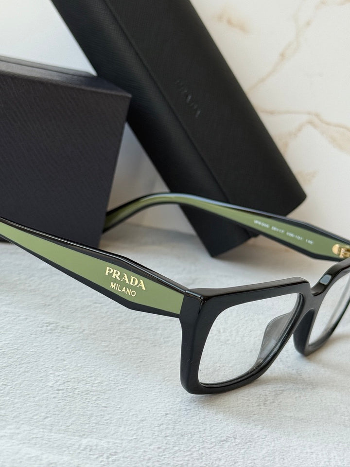 Prada PR D05V Rectangular Eyeglasses Frames in Black Green