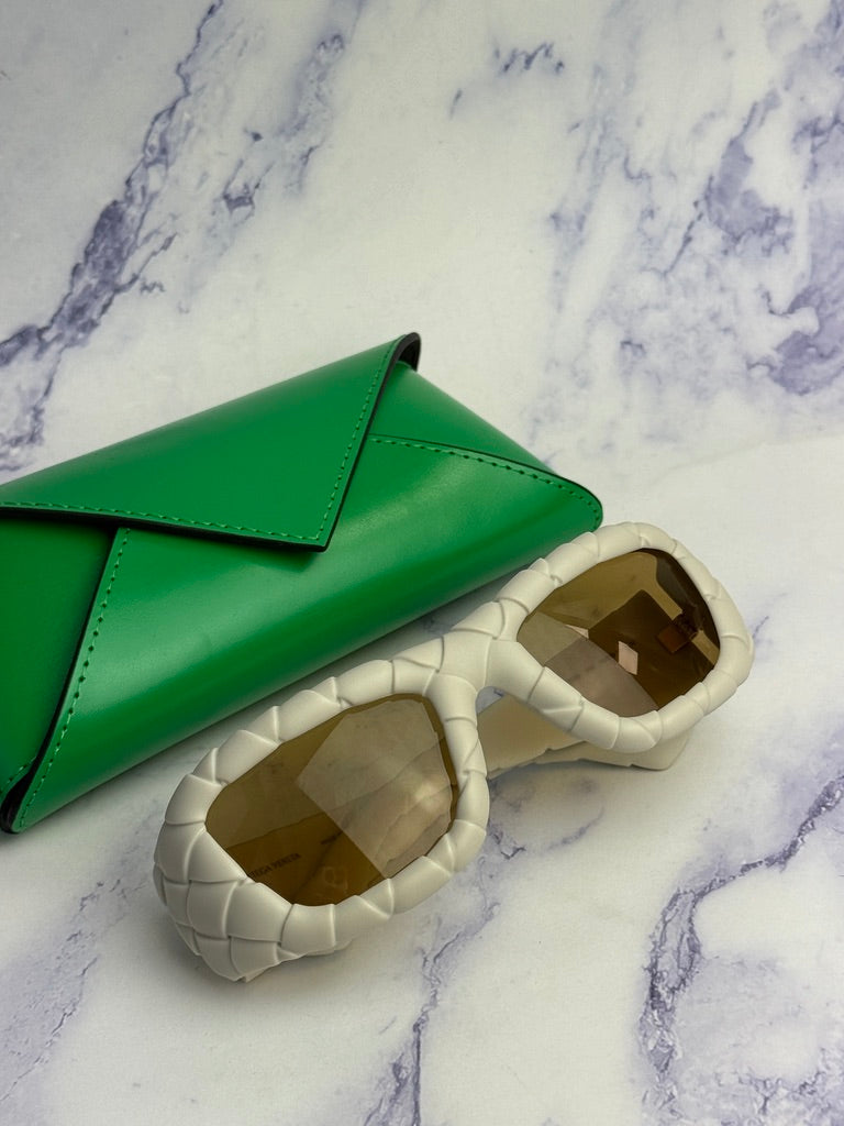 Bottega Veneta BV1303S Braided Sunglasses in White