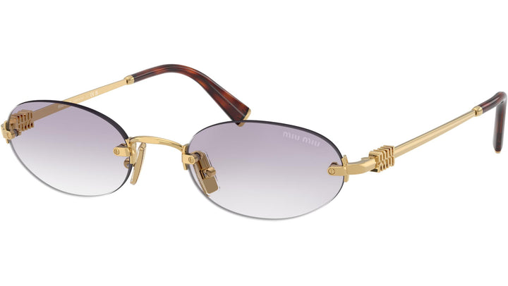 Miu Miu MU A54S Gold Gradient Oval Rimless Sunglasses