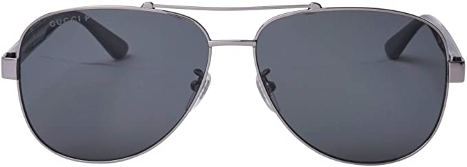 Gucci GG0528S Polarized Metal Aviator Ruthenium Sunglasses