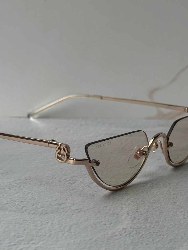 GG1603S Half Rim Sunglasses in Gold Pink Mirror