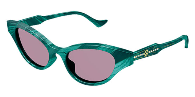 Gucci cat-eye sunglasses, green acetate with pink tinted lenses