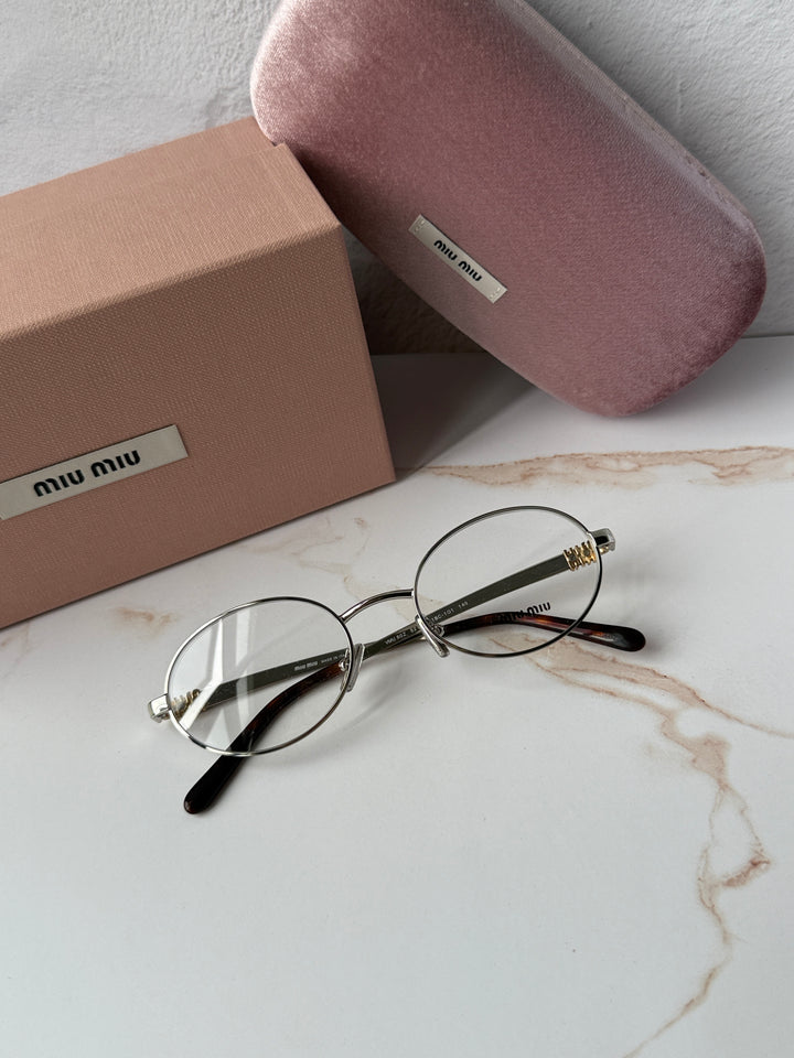 Miu Miu MU50ZV Silver Oval Eyeglasses Frames