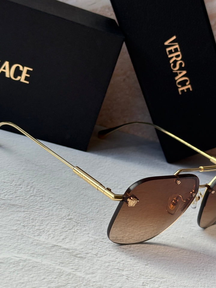 Versace VE2296 Medusa Aviator Sunglasses in Gold Brown