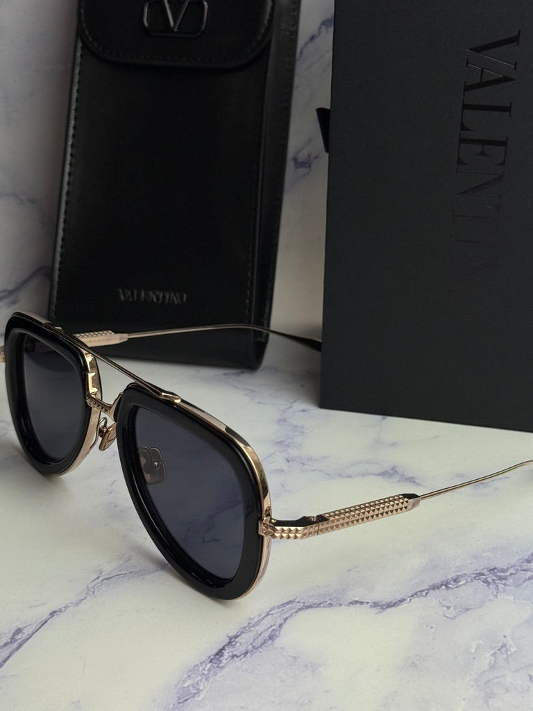 Valentino V-Lstory Black Aviator Sunglasses