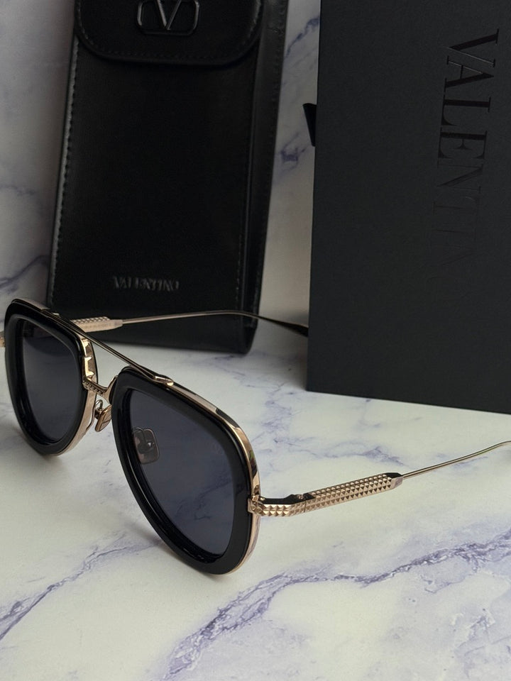 Valentino V-Lstory Black Aviator Sunglasses