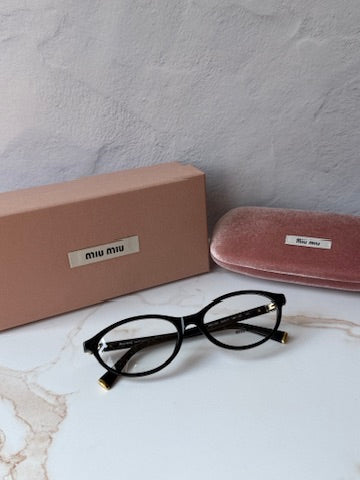 Miu Miu MU09XV Black Gold Cat Eye Frames