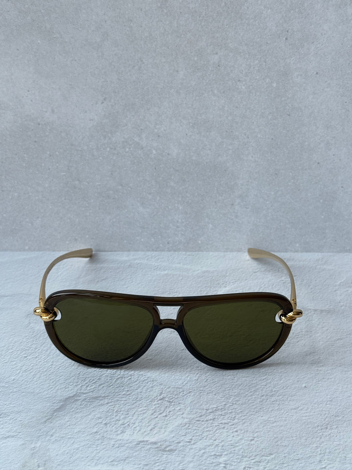 Bottega Veneta BV1418S Aviator Sunglasses in Green