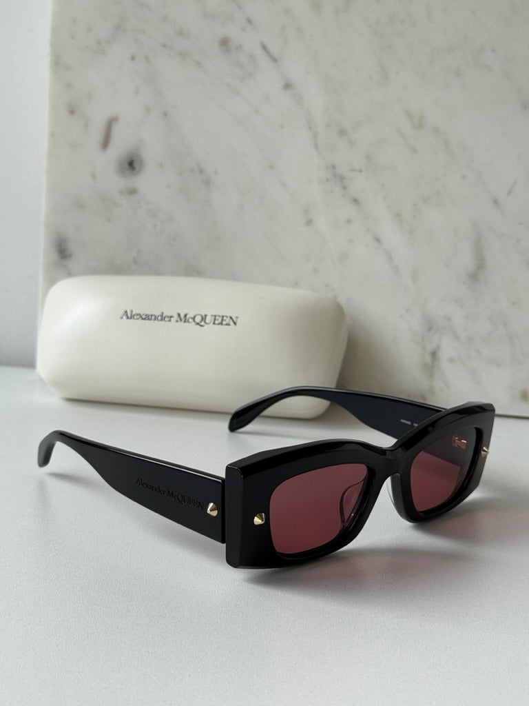 Alexander McQueen AM0426S Black Pink Lens Sunglasses