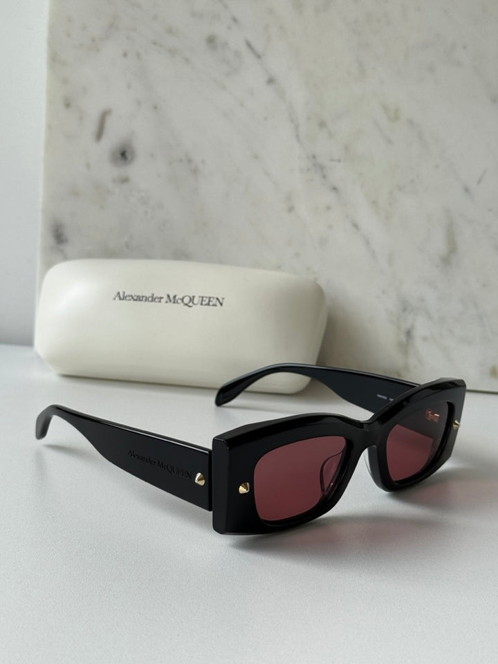 Alexander McQueen AM0426S Black Pink Lens Sunglasses