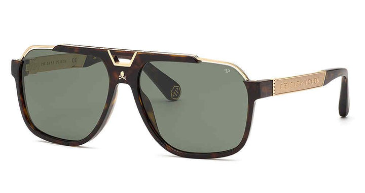 Philipp Plein SPP046V Havana Brown Skull Aviators