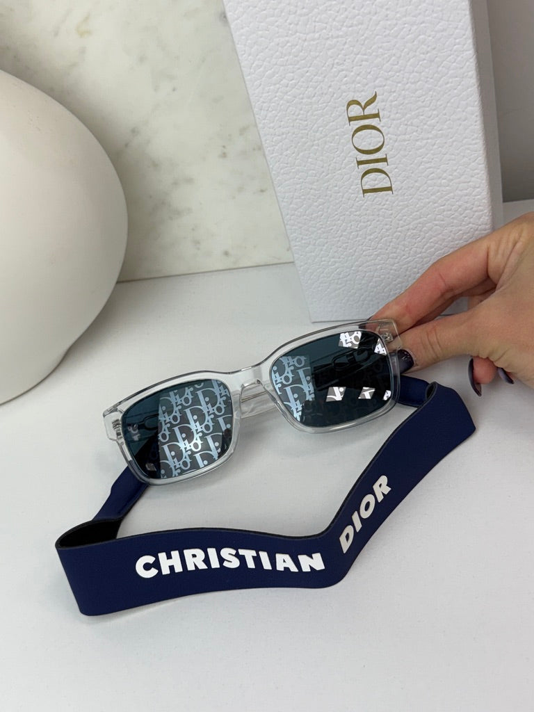 Dior CDLink S1U Sunglasses in Clear Mirror Logo | Designer Daydream