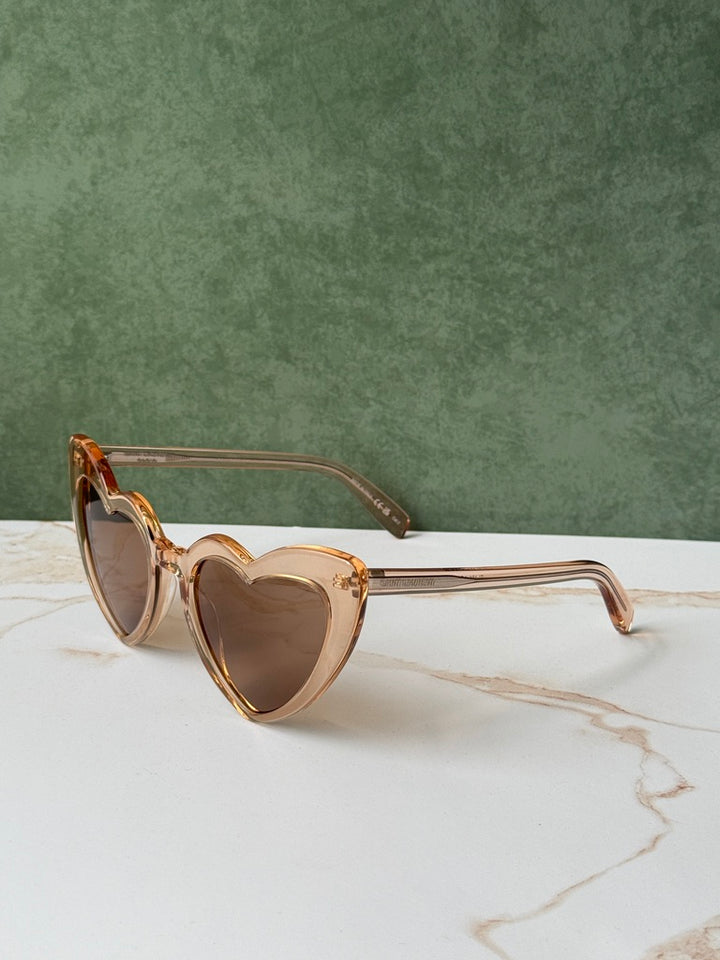 Saint Laurent SL181 Loulou Heart Sunglasses in Nude