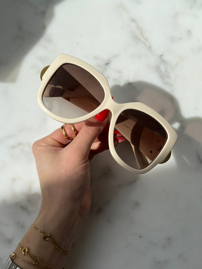 Gucci GG1407S Ivory White Oversized Sunglasses