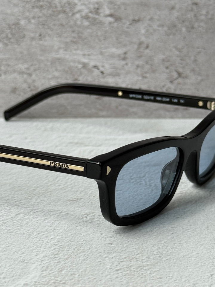 Prada PR D05S Rectangular Sunglasses in Black Blue