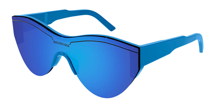 Balenciaga BB0004S Shield Mirrored Sunglasses in Blue - Designer Daydream