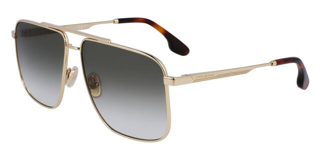 Gold aviator sunglasses with dark smoke lenses and thin metal frame, dark temple tips