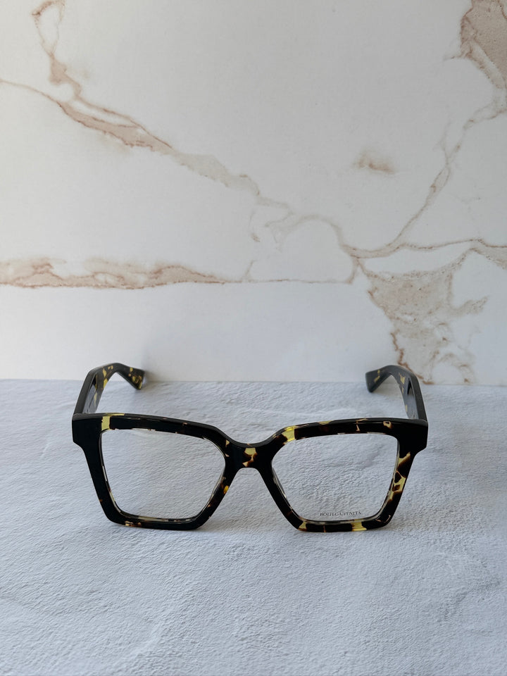 Bottega Veneta BV1458O Spotted Tortoise Square Thick Rim Frames