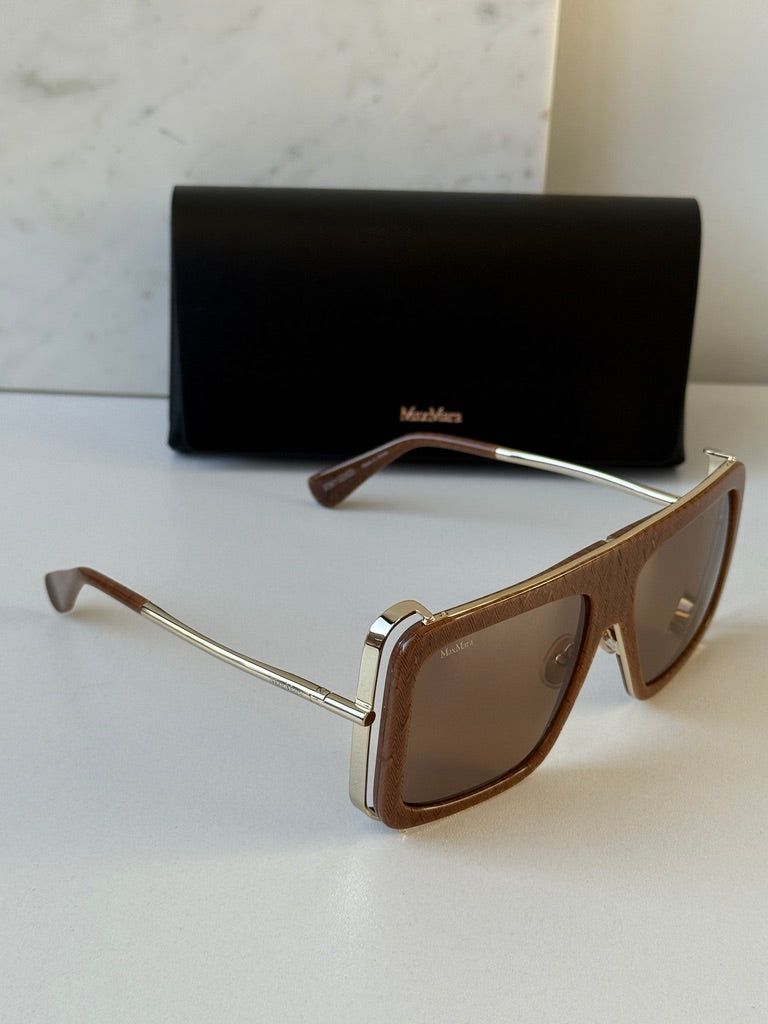 Max Mara MM0119 Jean Oversized Sunglasses in Brown Textured